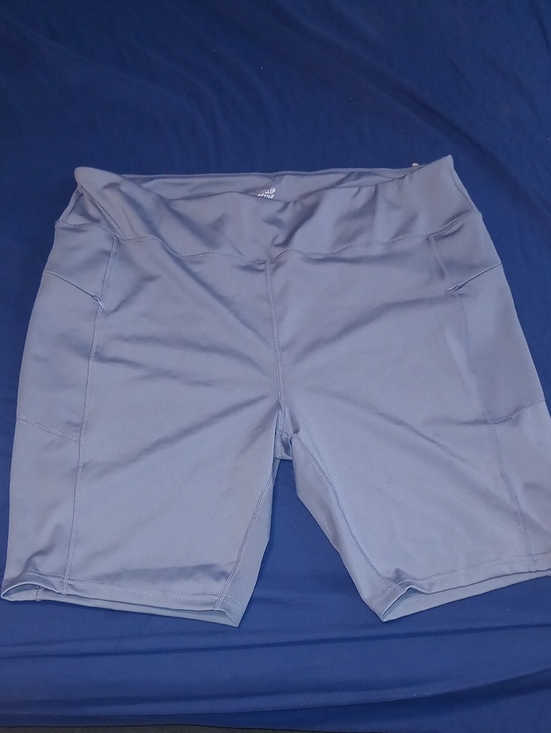 level up active Pants - High-Waist Women’s Blue Bike Shorts with Pockets